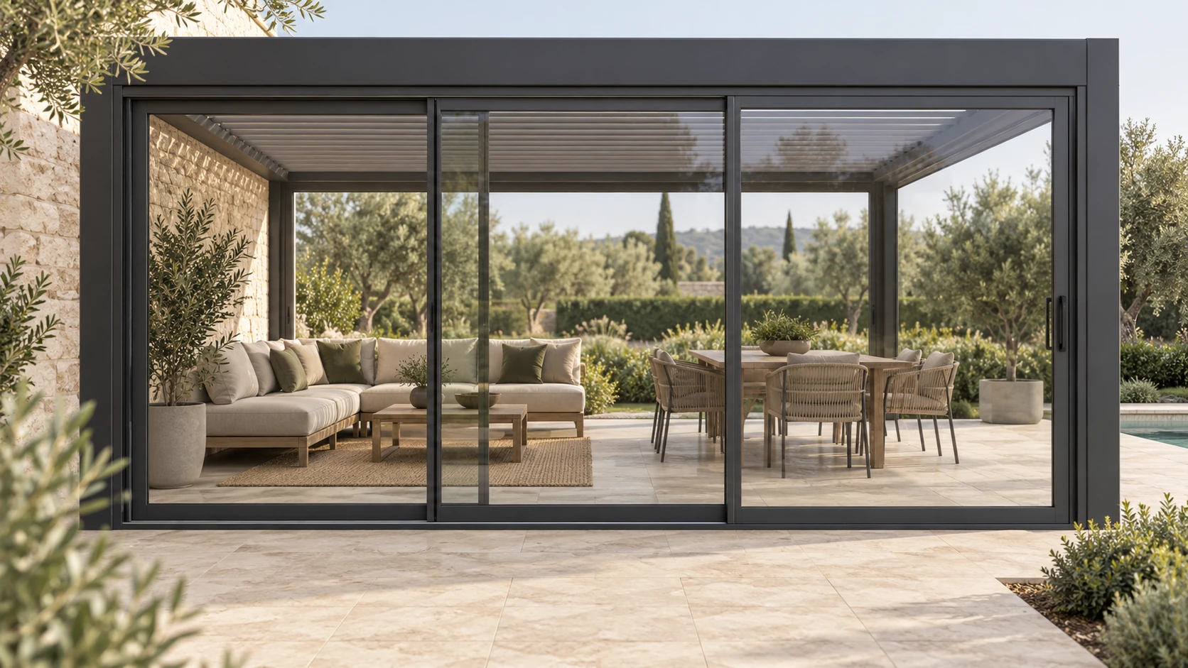 Sliding glass enclosure concept