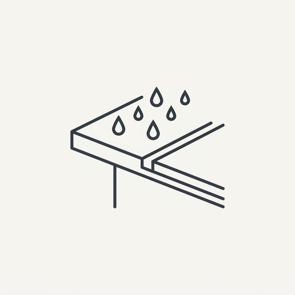Rain protection icon for residential pergola roof system