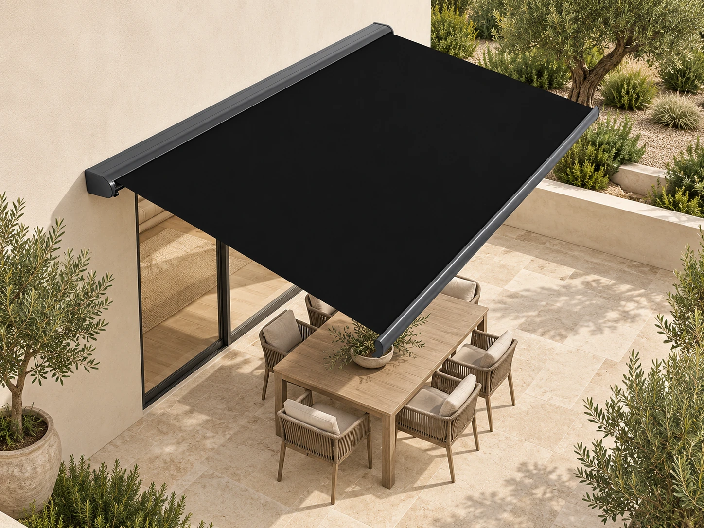 Retractable awning concept for patio shading