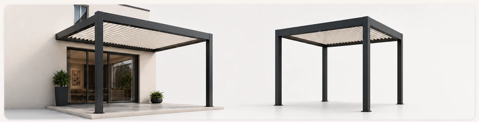 Wall-mounted and freestanding aluminum pergola installation options