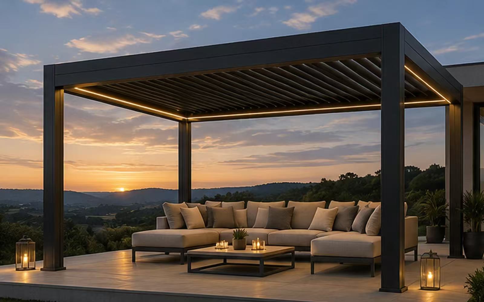Large aluminum louvered pergola project reference