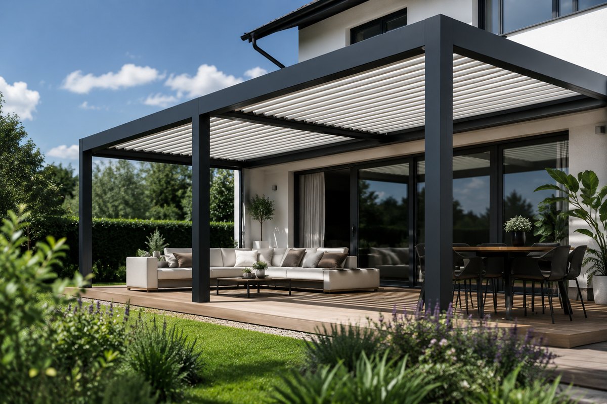 Pergola project with outdoor seating